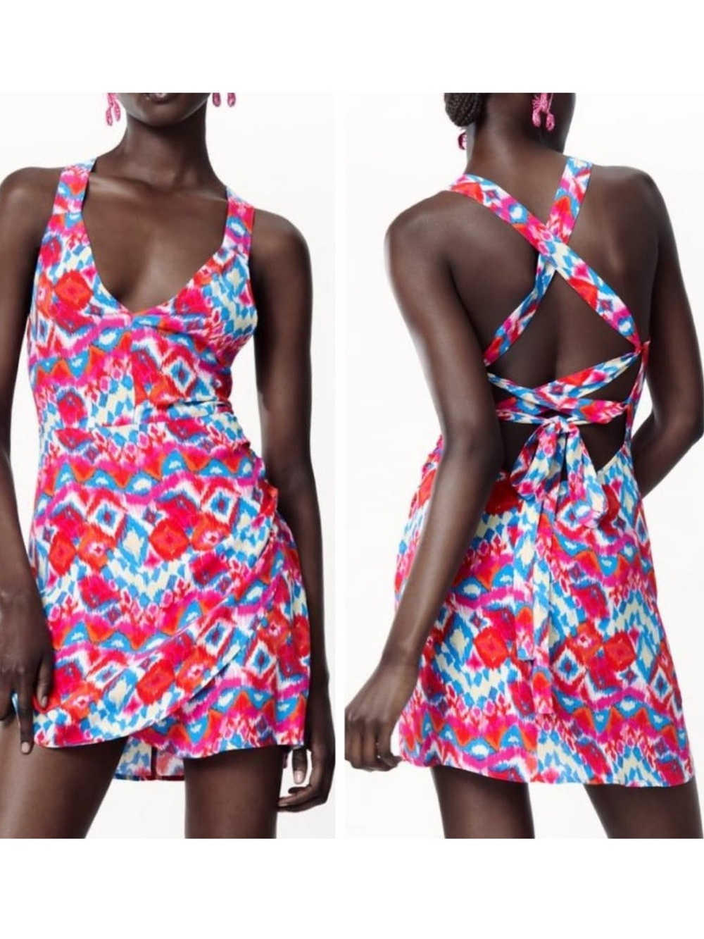 Zara Crisscross Tie-Back mini dress - XS